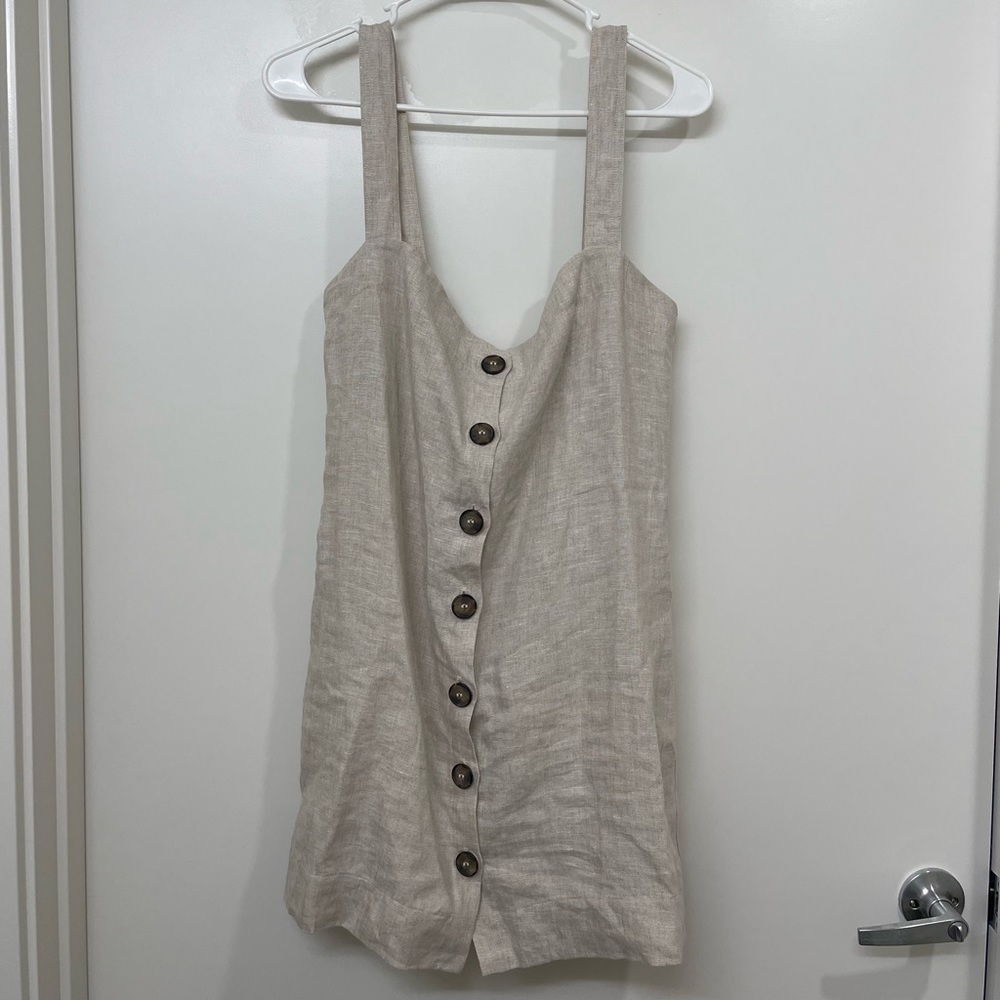 Reformation 100% Linen Mini Dress with Adjustable Straps